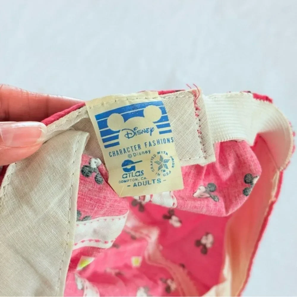 RARE Vintage 80s Mickey Mouse Hot Pink Cap Disney Atlas Compton USA Adult Size
